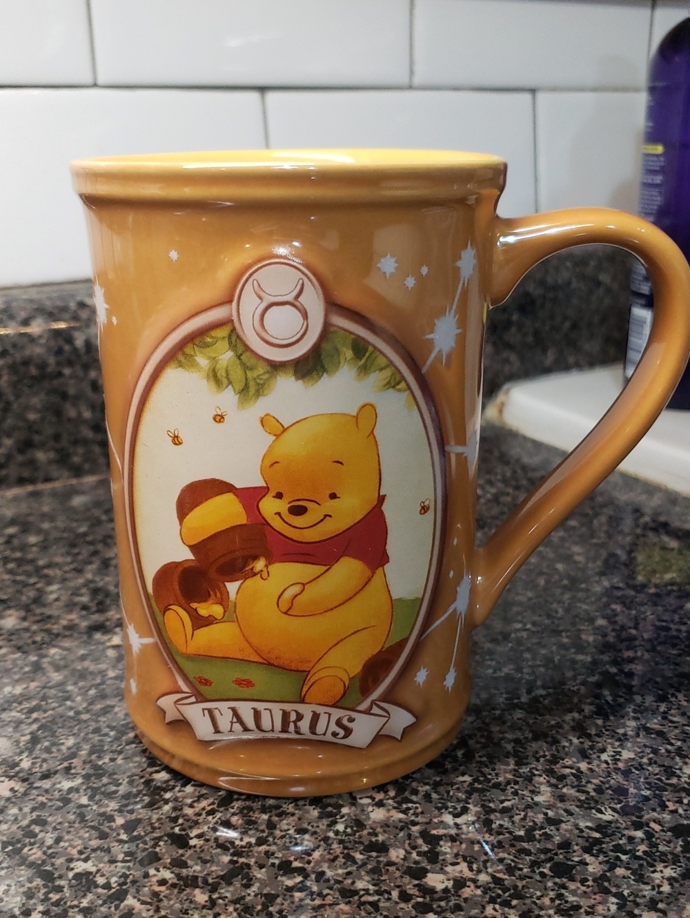 Vintage Disney StoreWinnie The Pooh Tall Coffee Mug Yellow/brown Ceramic Taurus